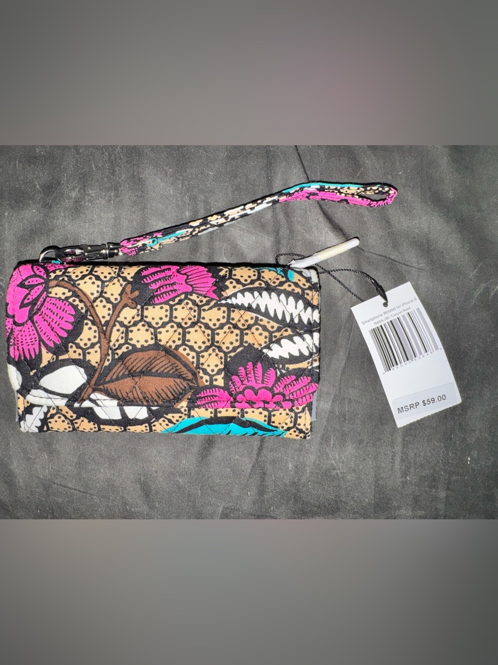 Vera Bradley Floral Printed Wristlet Wallet in Pink, Teal & Tan